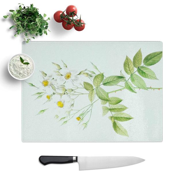 Tempered Glass Musk Roses by Pierre-Joseph Redoute Chopping Board East Urban Home Size: 39 cm W x 28.5 cm L on Productcaster.