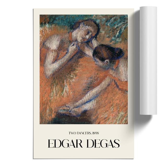 Two Ballet Ballerina Dancers in Orange by Edgar Degas - Unframed Painting East Urban Home Size: 42cm H x 30cm W x 0.1cm D on Productcaster.