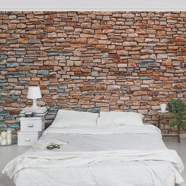 Red Turquoise Stone Look 3.2m x 4.8m Textured Matte Peel & Stick Wall Mural East Urban Home on Productcaster.