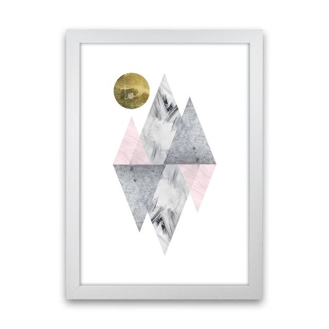 Luna Pink and Grey Diamonds with Gold Moon by Pixy Paper - Graphic Art Corrigan Studio Size: 59.4cm H x 42cm W x 3cm D, Format: White Framed on Productcaster.