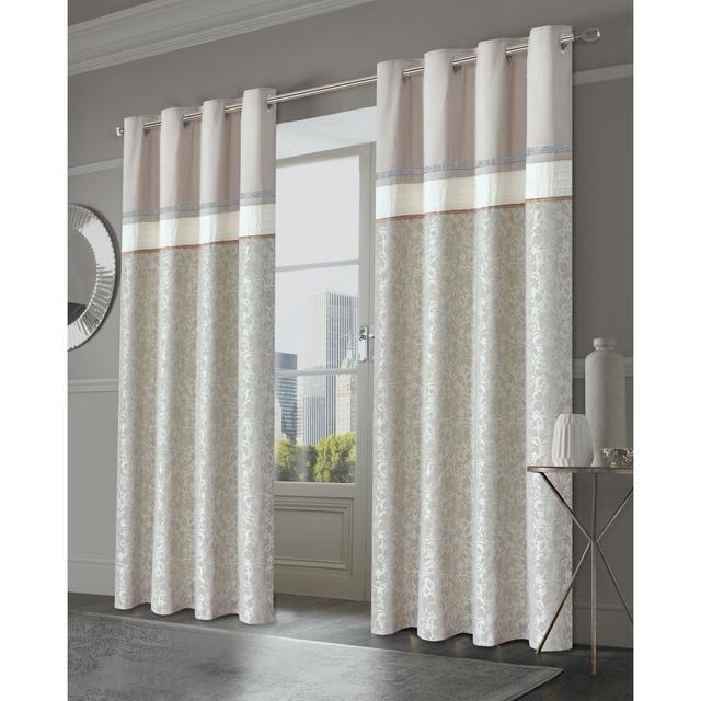 Karson Eyelet Room Darkening Curtains (Set of 2) Rosdorf Park Size: 228 W x 228 D cm, Colour: Cream on Productcaster.