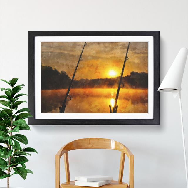 Fishing Rods and Lake - Picture Frame Graphic Art East Urban Home Frame Option: Black Framed, Size: 36cm H x 48cm W x 2cm D on Productcaster.