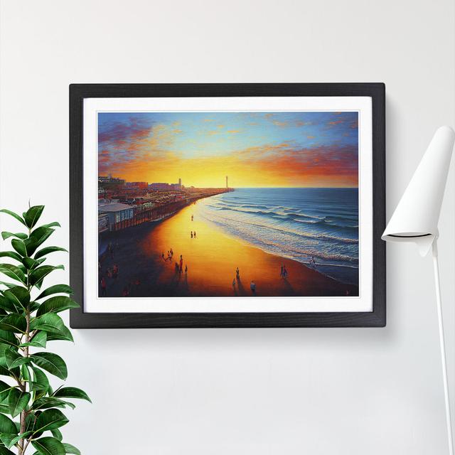 Evening Beach House of Hampton Frame Colour: Black, Size: 34cm H x 46cm W x 2cm D on Productcaster.