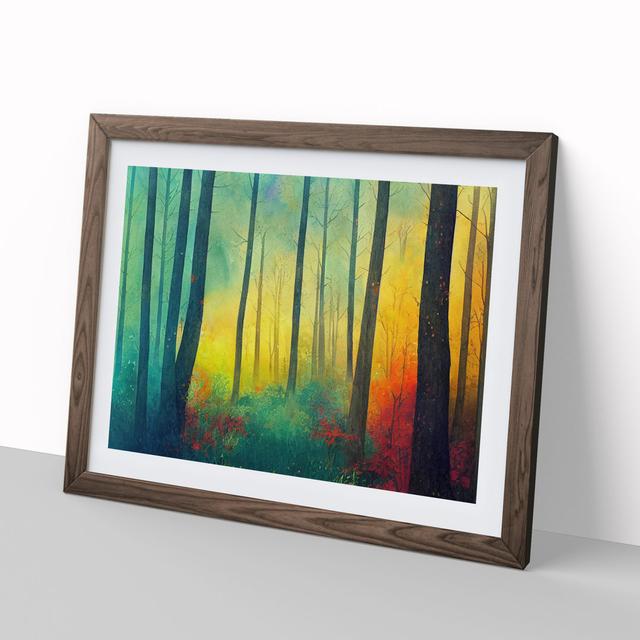 Watercolour Summer Forest Vol.3 - Picture Frame Graphic Art Alpen Home Size: 34cm H x 46cm W, Frame Colour: Brown on Productcaster.