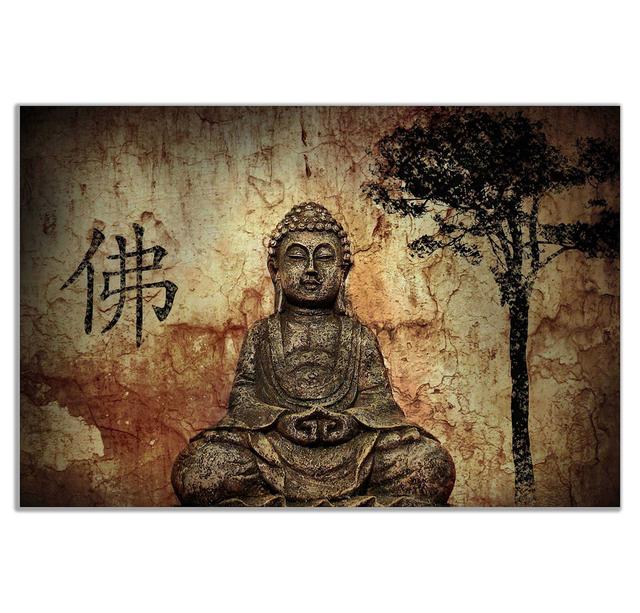 Religion Buddha In Grotto With Chinese Fo Religion Canvas Wall Art Picture Print Panther Print Size: 51cm H x 76cm W on Productcaster.