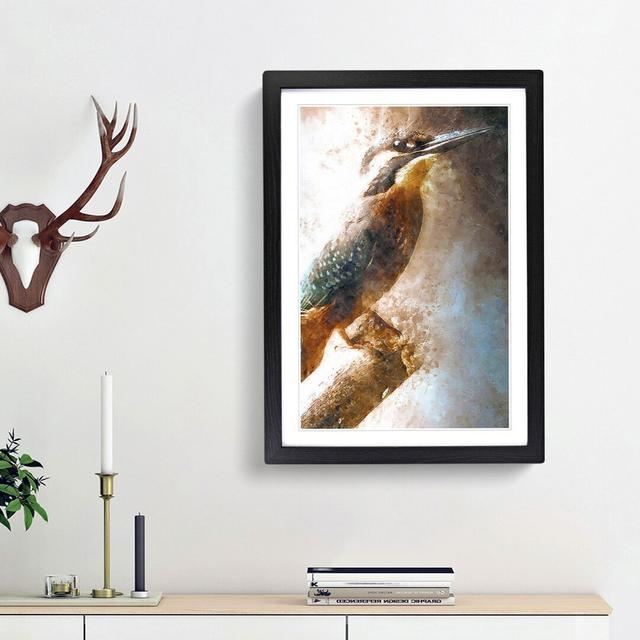 Beautiful Kingfisher Bird in Abstract - Picture Frame Graphic Art Print East Urban Home Size: 65cm H x 48cm W x 2cm D, Frame Option: Black Framed on Productcaster.