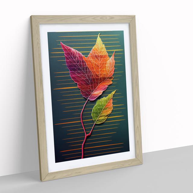 Abstract Leaf Stripes - Picture Frame Graphic Art Marlow Home Co. Size: 46cm H x 34cm W x 2cm D, Frame Colour: Oak Framed on Productcaster.