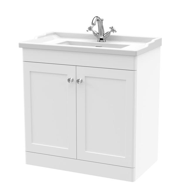 Classique 820mm Double Bathroom Vanity with Vanity Top Nuie Vanity Unit Colour: Satin White on Productcaster.