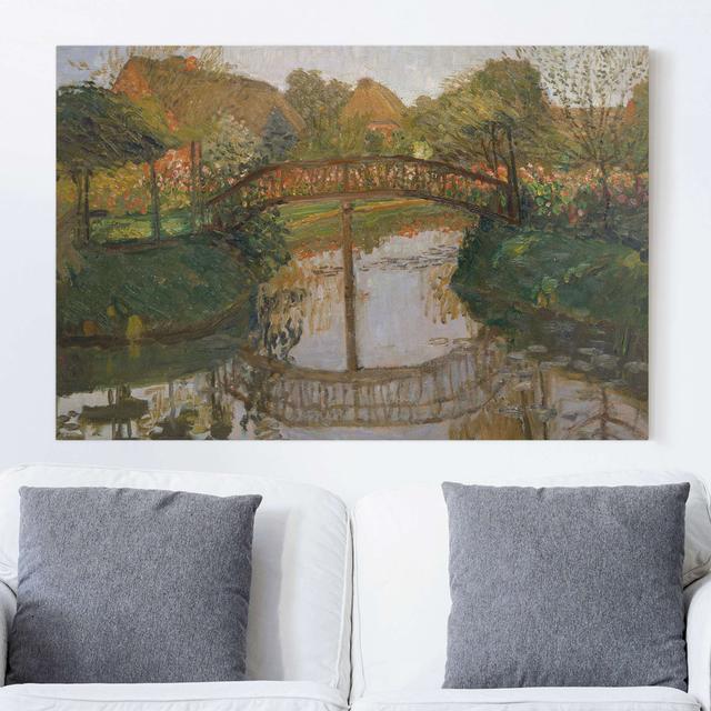 Leinwandbild Bauerngarten mit Brücke von Otto Modersohn Rosalind Wheeler Größe: 60cm H x 90cm B on Productcaster.