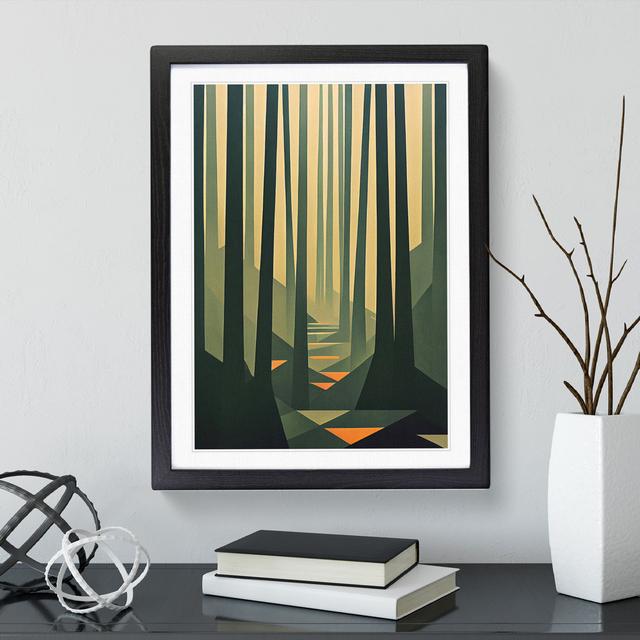 Block Print Forest Abstract No.5 - Art Prints Alpen Home Matte Colour: White, Format: Black Framed, Size: 66cm H x 48cm W x 2cm D on Productcaster.