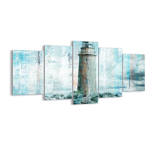 'On Old Wood' - 5 Piece Unframed Graphic Art Print Set on Glass Longshore Tides Size: 85cm H x 160cm W x 1.8cm D on Productcaster.