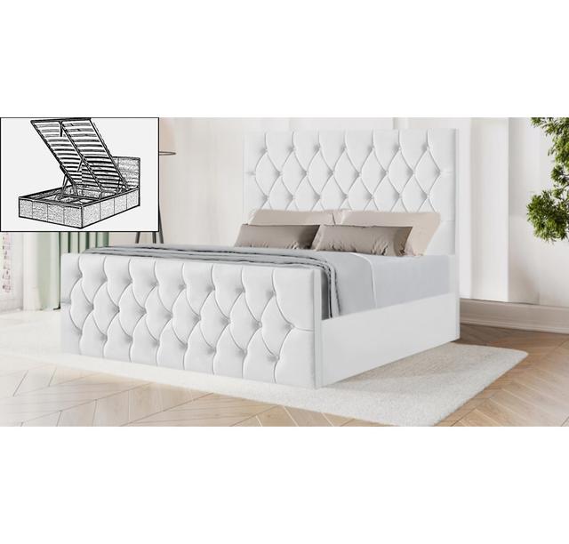 Dowden Upholstered Storage Bed Mercer41 Colour: White, Size: Kingsize (5') on Productcaster.