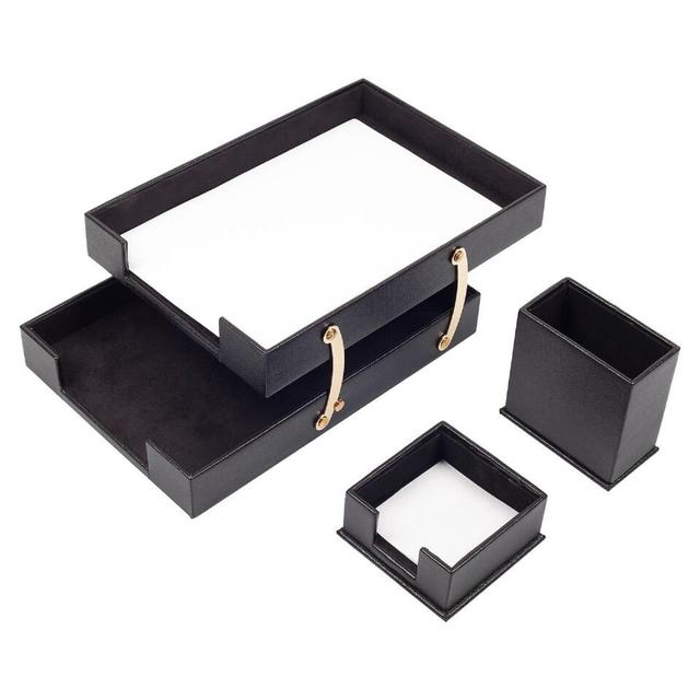 Schreibtisch-Organizer-Set Michiele Ebern Designs Farbe: Schwarz on Productcaster.