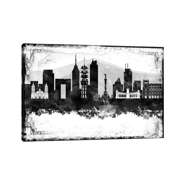 Mexico City Black And White Framed Skylines Ivy Bronx Size: 101.6cm H x 152.4cm W x 3.81cm D, Format: Wrapped Canvas on Productcaster.