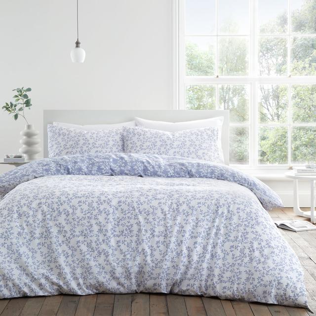 Shadow Leaves 200 Thread Count Cotton Duvet Cover Set Bianca Cotton Colour: Blue, Size: Kingsize - 2 Standard Pillowcases on Productcaster.