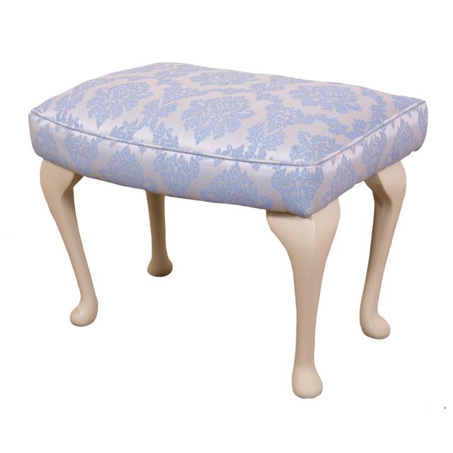 Loretta Upholstered Decorative Stool Fairmont Park Upholstery: Zaffiro Liquer, Leg Finish: Light Oak on Productcaster.