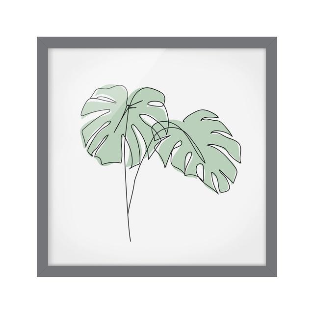 Monstera Leaves Line Art - Picture Frame Graphic Art Bay Isle Home Size: 50cm H x 50cm W x 2cm D, Matte Colour: No Matte, Format: Grey on Productcaster.