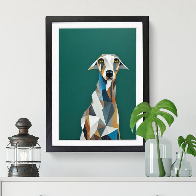 Nordland Greyhound Geometric - Picture Frame Graphic Art Marlow Home Co. Frame Option: Black, Size: 34cm H x 25cm W on Productcaster.