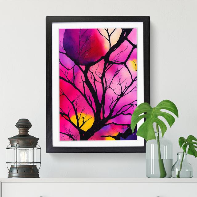 FRM-V0523-1875X Plum Tree Paint Splatter Vol.2 - Picture Frame Graphic Art Marlow Home Co. Frame Option: Black, Size: 64cm H x 46cm W x 2cm D on Productcaster.