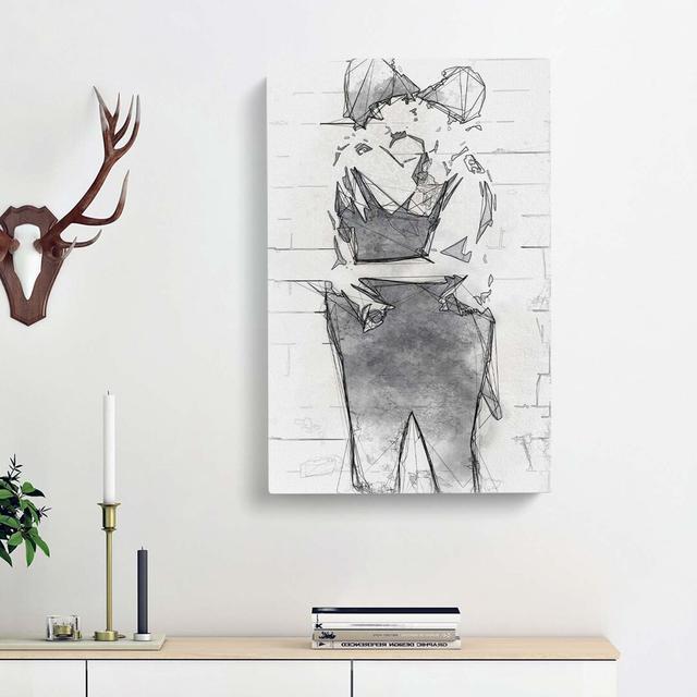 Kissing Policemen in Abstract by Banksy - Wrapped Canvas Graphic Art Print East Urban Home Size: 50cm H x 35cm W x 3cm D on Productcaster.