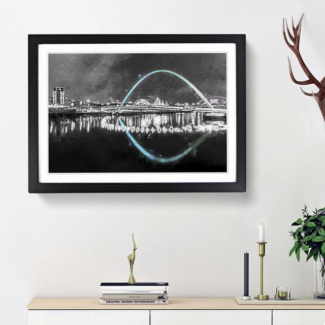 Gateshead Millennium Bridge in Abstract - Picture Frame Graphic Art Print East Urban Home Size: 48cm H x 65cm W x 2cm D, Frame Option: Black Framed on Productcaster.