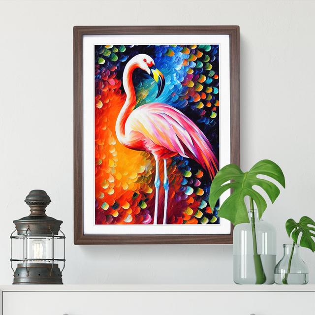 Flamingo Portrait No.3 - Picture Frame Painting Bay Isle Home Frame Colour: Walnut, Size: 64cm H x 46cm W x 2cm D on Productcaster.