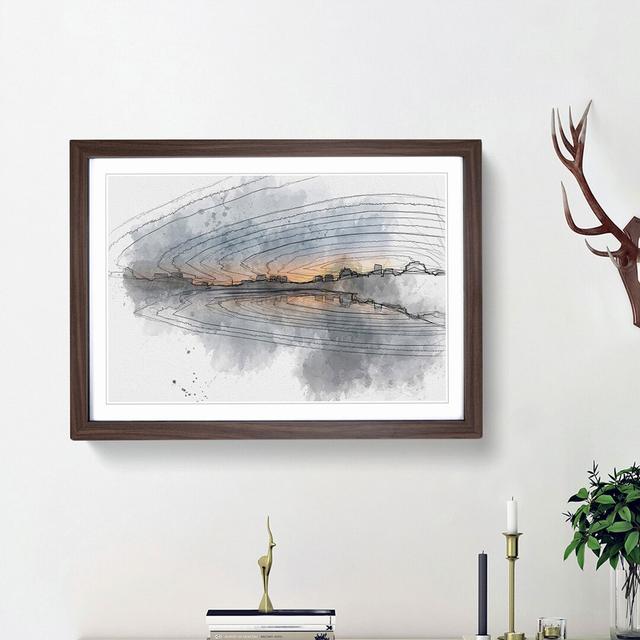 Cambridge Massachusetts Skyline in Abstract - Picture Frame Graphic Art Print East Urban Home Frame Option: Walnut Framed, Size: 48cm H x 65cm W x 2cm on Productcaster.