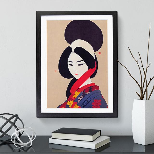 Charming Geisha - Graphic Art Marlow Home Co. Format: Black Framed, Size: 36cm H x 27cm W x 2cm D, Matte Colour: White on Productcaster.