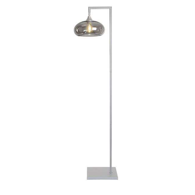 Aeva 155cm Reading Floor Lamp 17 Stories Shade Colour: Smoke, Base Finish: Silver on Productcaster.