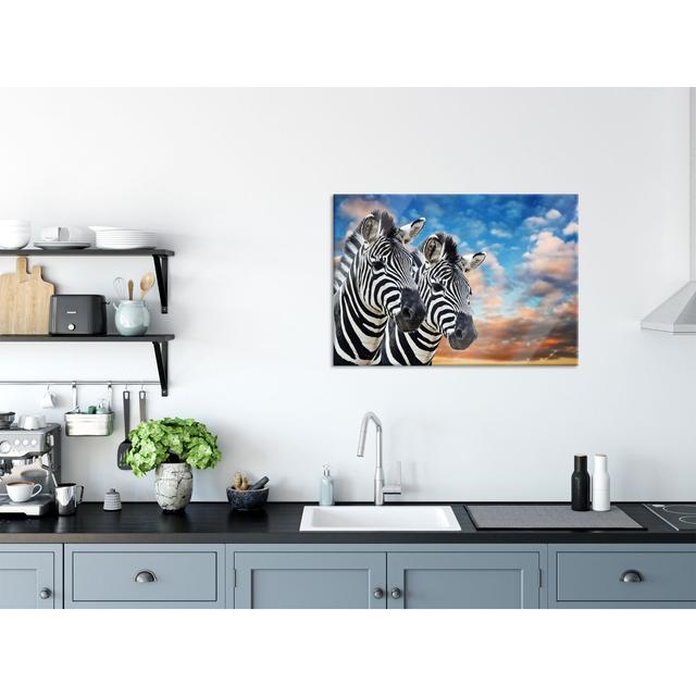 Zebra Couple - Unframed Photograph on Glass Brayden Studio Size: 70cm H x 100cm W x 0.4cm D on Productcaster.