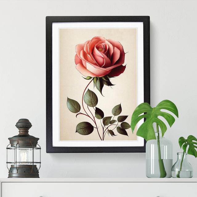 Kila Rose Flower Art Nouveau - Single Picture Frame Print Rosdorf Park Size: 64cm H x 46cm W x 2cm D, Format: Oak on Productcaster.