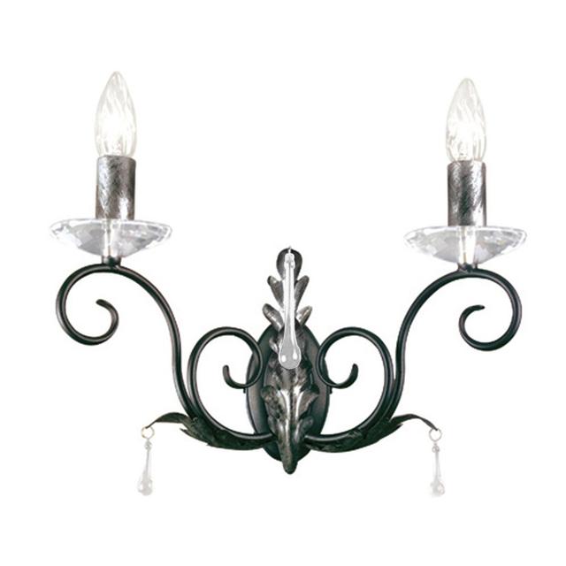 Barcroft 2-Light Candle Wall Light Astoria Grand Colour: Black/Silver on Productcaster.