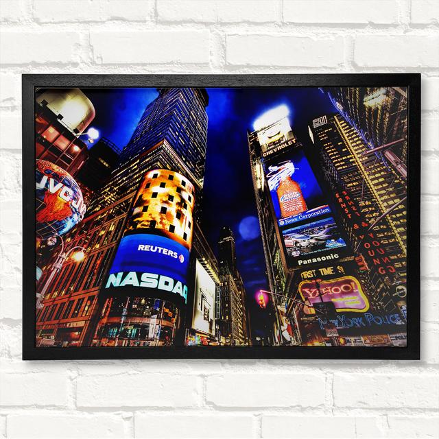 NYC Times Square Lights - Closed Corner Frame Art Prints on Wood Latitude Run Size: 21cm H x 29.7cm W on Productcaster.