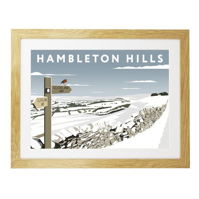 Hambleton Hills in Snow by Richard O'Neil - Graphic Art Print on Paper East Urban Home Format: Oak Wood Frame, Size: 44 cm H x 54 cm W x 2.2 cm D on Productcaster.