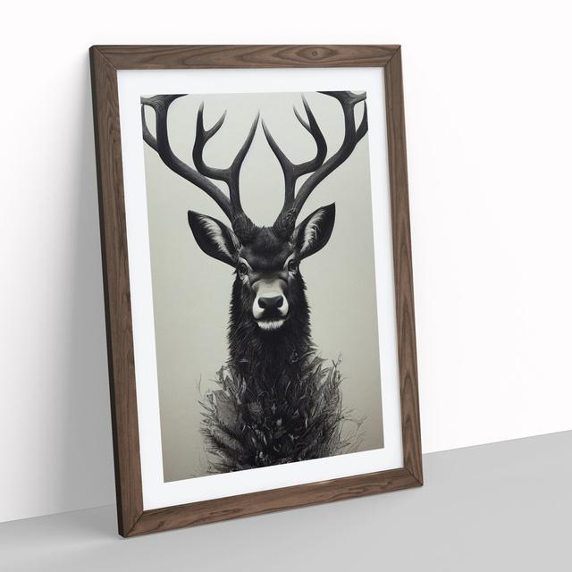 A Stag - Picture Frame Painting Alpen Home Size: 64cm H x 46cm W x 2cm D, Frame Colour: Walnut on Productcaster.