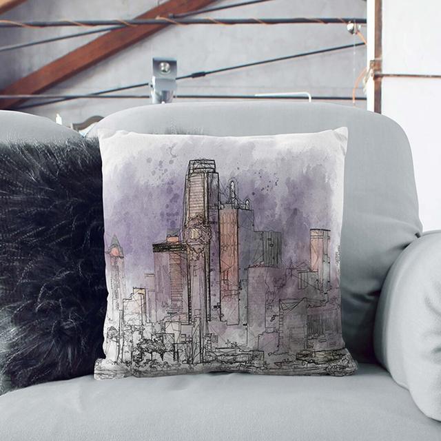 Dallas Texas Skyline At Dusk In Abstract Square Throw Cushion East Urban Home Size: 40cm H x 40cm W x 15cm D, Backing Colour: Stone on Productcaster.