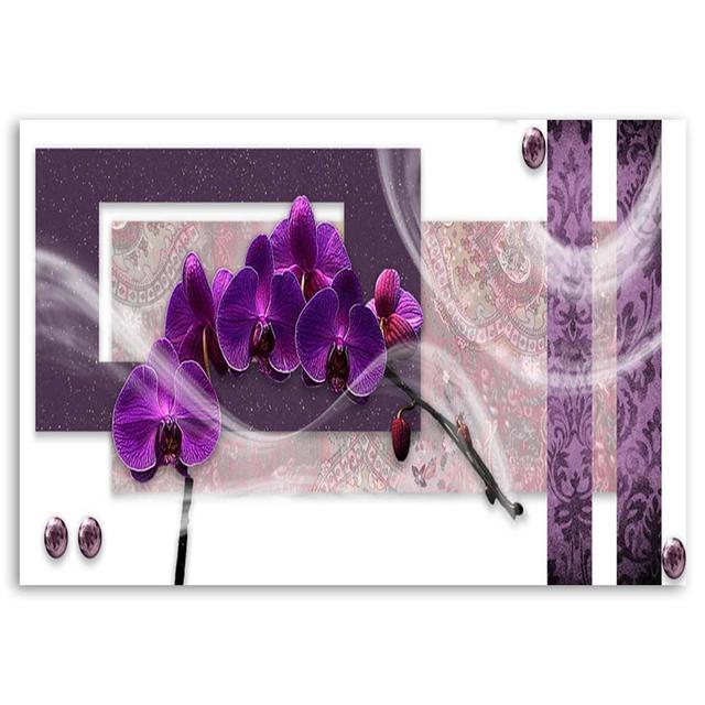 Leinwandbild Orchid Violet Abstract Ebern Designs Größe: 80 cm H x 120 cm B x 2 cm T on Productcaster.