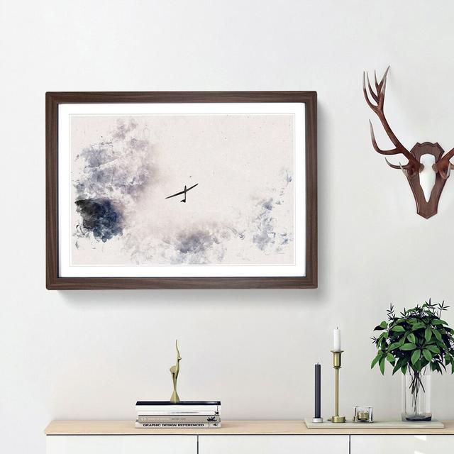 Air Glider in the Clouds Watercolour - Picture Frame Graphic Art Print East Urban Home Size: 62cm H x 87cm W x 2cm D, Frame Option: Walnut Framed on Productcaster.