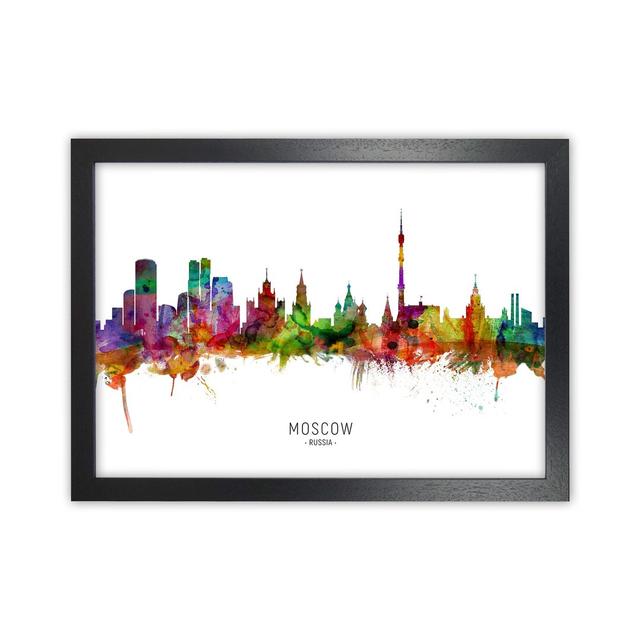 Moscow Russia Skyline by Michael Tompsett - Graphic Art Ebern Designs Size: 25cm H x 34cm W x 3cm D, Format: Black Framed on Productcaster.