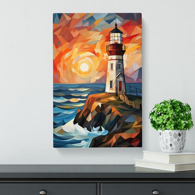 Lighthouse Cubism Art No.2 - No Frame Print Breakwater Bay Size: 60cm H x 40cm W x 3cm D on Productcaster.