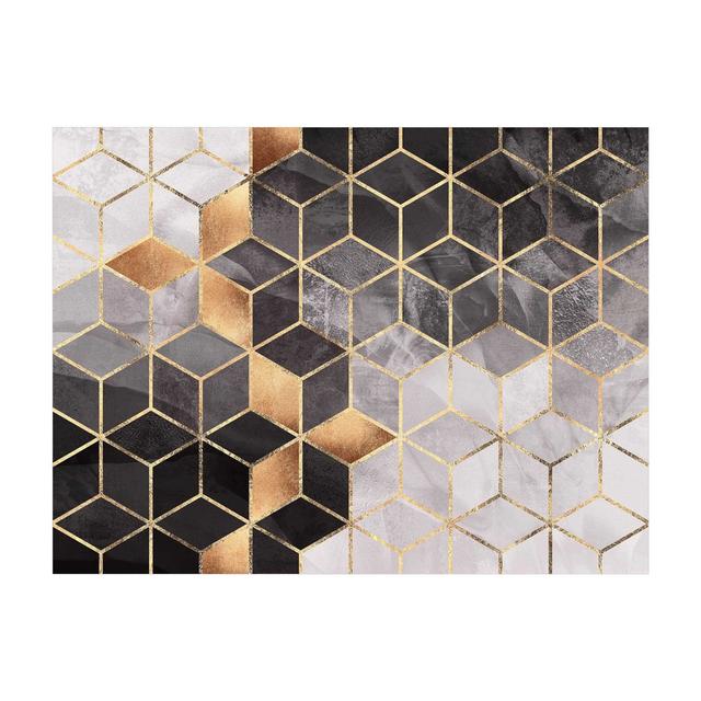 Jabriel Power Loomed Gold, Black/White Indoor/Outdoor Rug East Urban Home Rug Size: Rectangle 135 x 180cm on Productcaster.