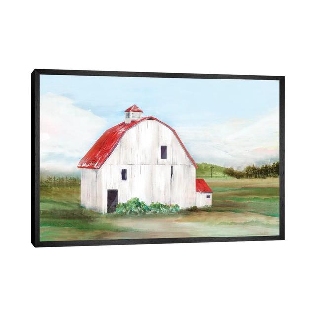 Red Barn I by Isabelle Z - Print on Canvas Ebern Designs Format: Black Framed, Size: 66.04cm H x 101.6cm W x 3.81cm D on Productcaster.