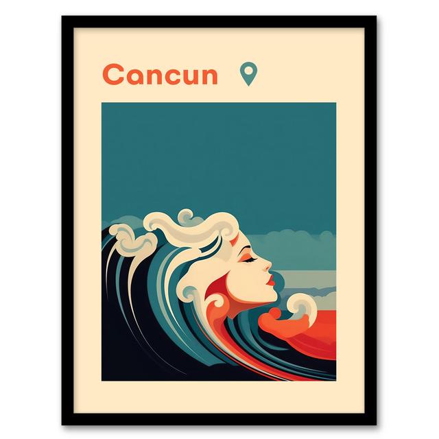 Espinal The Seaside Calls Cancun Beach Mexico Modern Woman Waves Sea Siren - Single Picture Frame Art Prints Happy Larry on Productcaster.