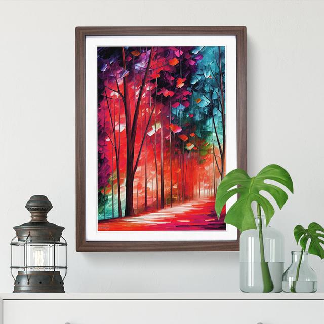 Vibrant Woodland Forest No.1 - Single Picture Frame Painting Marlow Home Co. Frame Colour: Walnut Framed, Size: 34cm H x 25cm W x 2cm D on Productcaster.