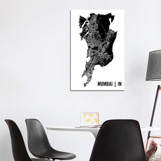 Mumbai Map by Mr. City Printing - Wrapped Canvas Art Prints Borough Wharf Size: 101.6cm H x 66.04cm W x 1.91cm D on Productcaster.