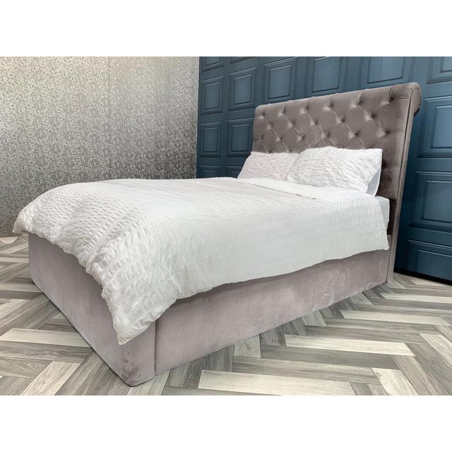 Ozment Upholstered Bed Frame Mercer41 Size: Single (3'), Colour: Silver on Productcaster.