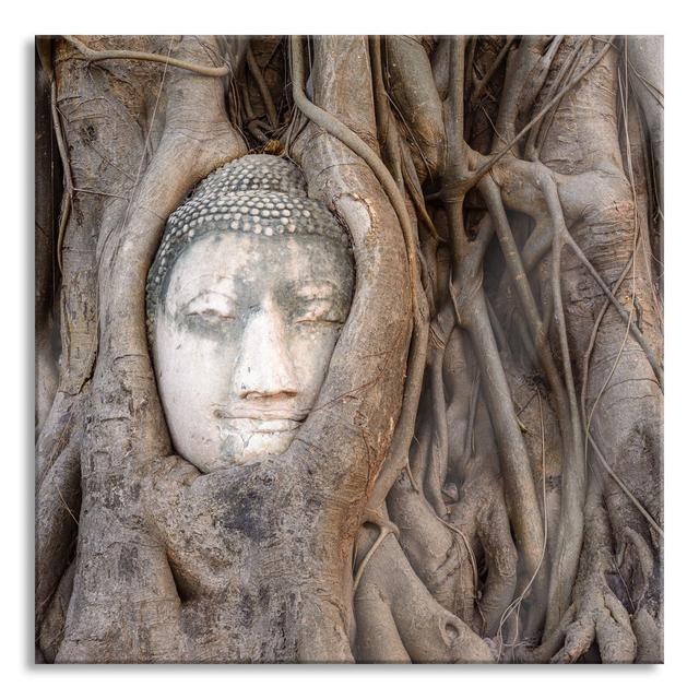 Buddha's Head Lilies Tree - Unframed Photograph on Glass Bloomsbury Market Size: 60cm H x 60cm W x 0.4cm D on Productcaster.