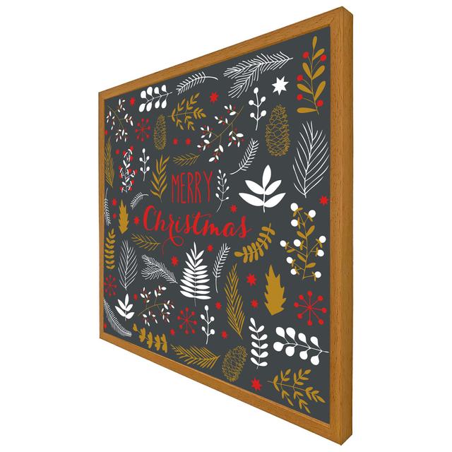 Tanan Merry Christmas Lettering - Single Picture Frame Art Prints The Seasonal Aisle Size: 51cm H x 51cm W x 4cm D, Frame Colour: Oak on Productcaster.