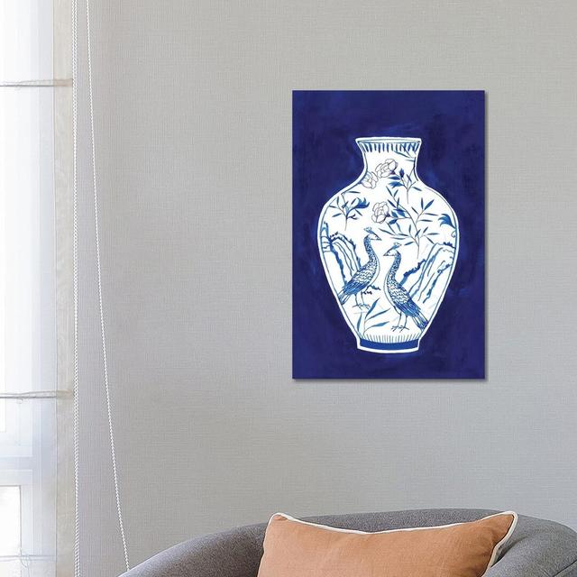 Indigo Porcelain Vase II by Isabelle Z - Print on Canvas World Menagerie Size: 66.04cm H x 45.72cm W x 1.91cm D, Format: Wrapped Canvas on Productcaster.