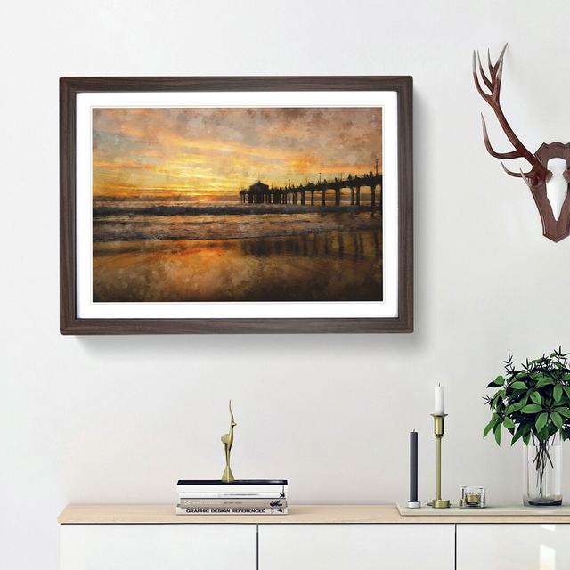 Sunset Behind the Pier - Picture Frame Painting Print East Urban Home Frame Option: Walnut Framed, Size: 62cm H x 87cm W x 2cm D on Productcaster.